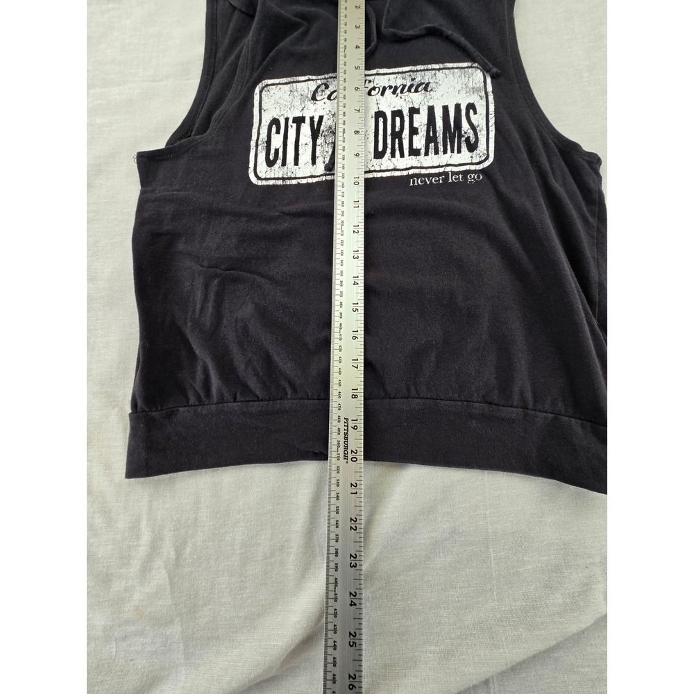 Purple Snow Women Black California City of Dreams Sleeveless Hoodie Graphic Top - Picture 5 of 10